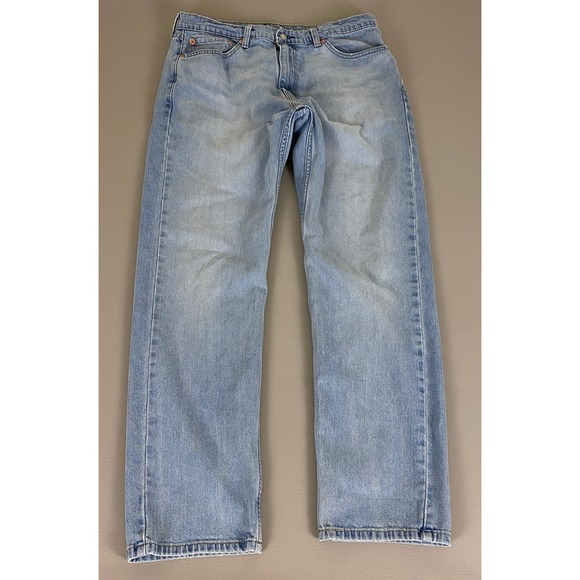 Levi's 505 Jeans Regular Fit Men's 36x32 (Fit 34x30) Blue Light Wash Denim Pants - Picture 1 of 15
